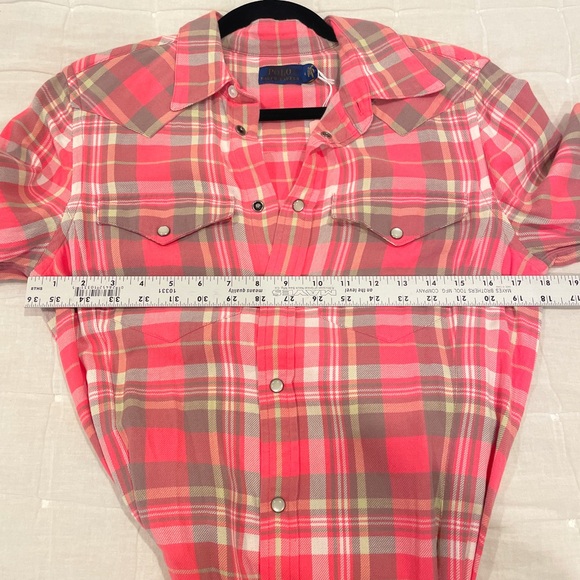 Polo Ralph Lauren long sleeve collar checked plaid pink maxi dress - Picture 7 of 7